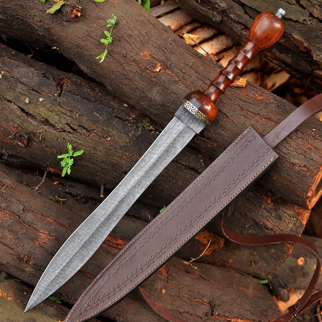 20.5″ Damascus Steel Roman Gladius Sword – Wood handle
