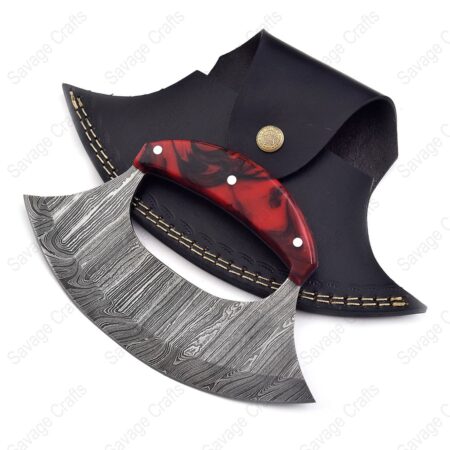 6.5″ Damascus Steel Ulu Knife – Resin handle