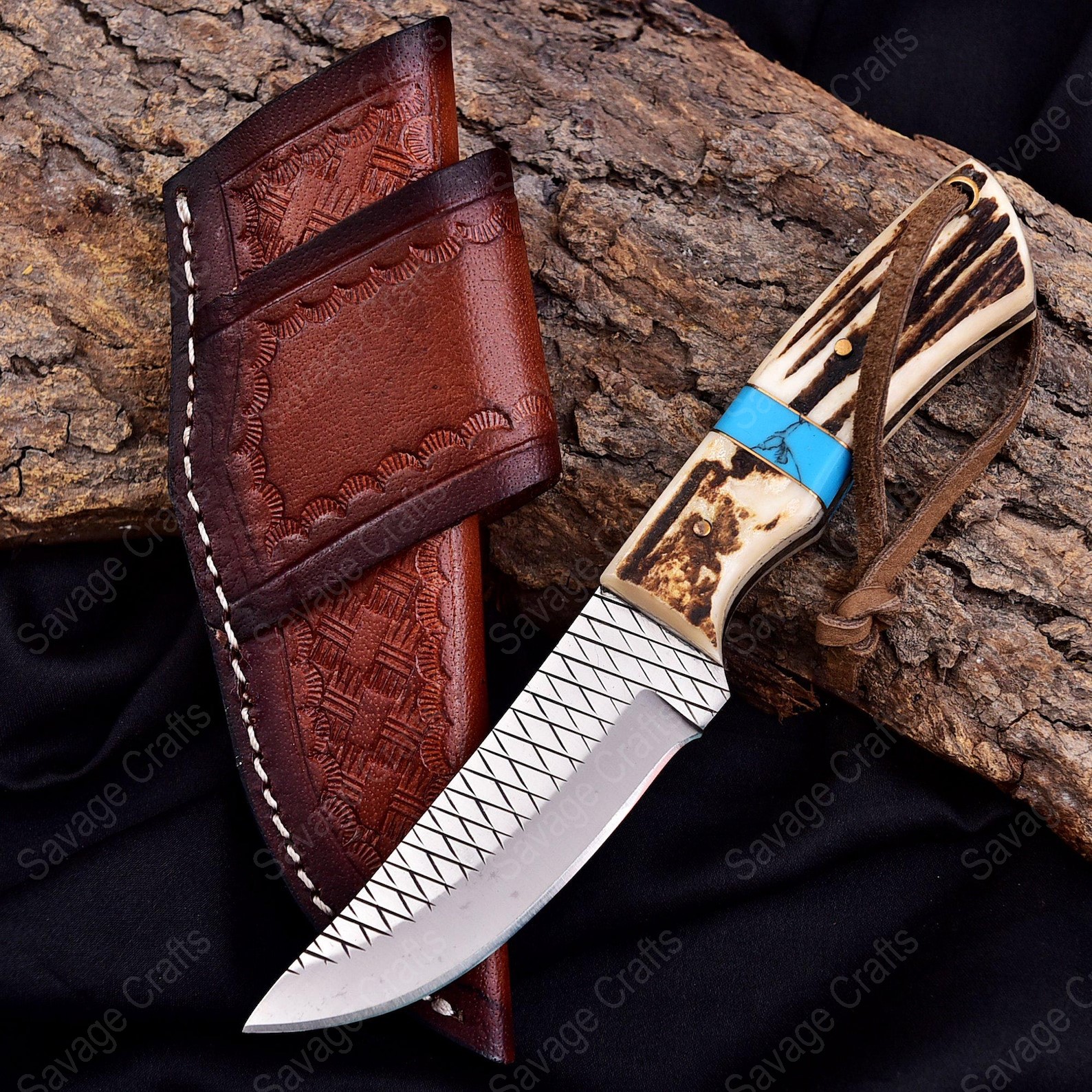 7″ High-Carbon Steel Cowboy Knife – Antler Handle