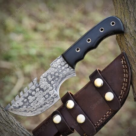 11″ Damascus Steel tracker Knife – Micarta Handle