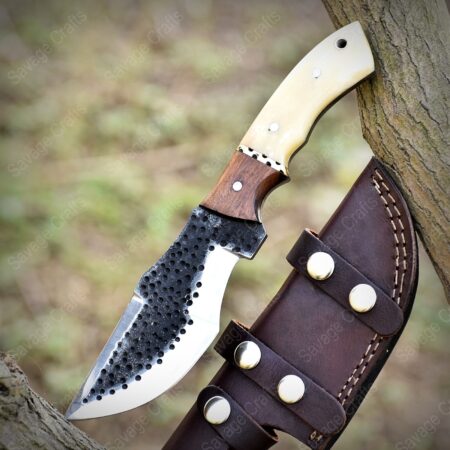 11″ High-Carbon Steel Outdoor tracker Knife – Bone & Wood