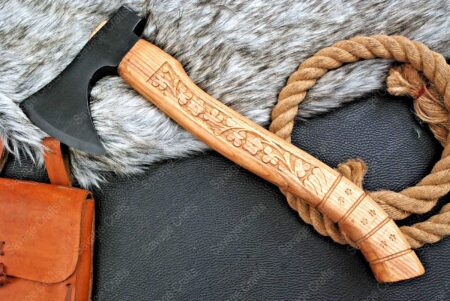 17″ Black Oxide Carbon Steel Axe – Engraved Wood Handle