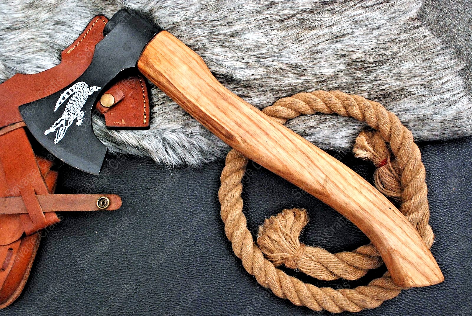 16″ Black Oxide Carbon Steel Axe – Ashwood Handle