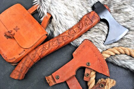 16″ Black Oxide Carbon Steel Axe – Engraved Wood Handle