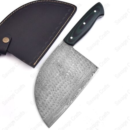 12″ Damascus Steel Heavy-Duty Cleaver – Micarta handle