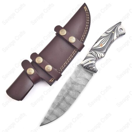 11" Damascus Steel Hunting Knife - Resin Handle