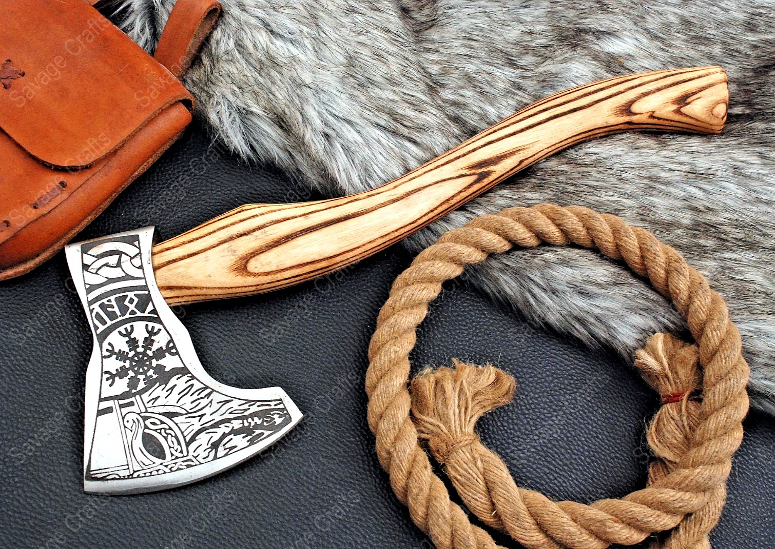 18″ Etched Carbon Steel Axe – Ashwood Handle