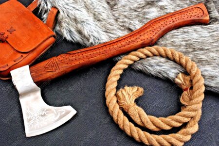 19″ Etched Carbon Steel Axe – Engraved Wood Handle