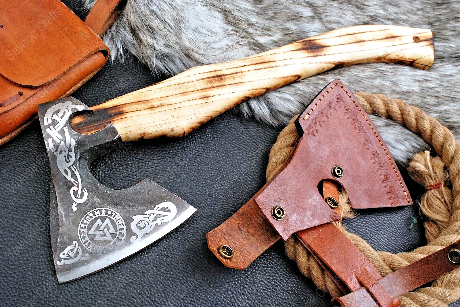 19″ Etched Carbon Steel Axe – Ashwood Handle