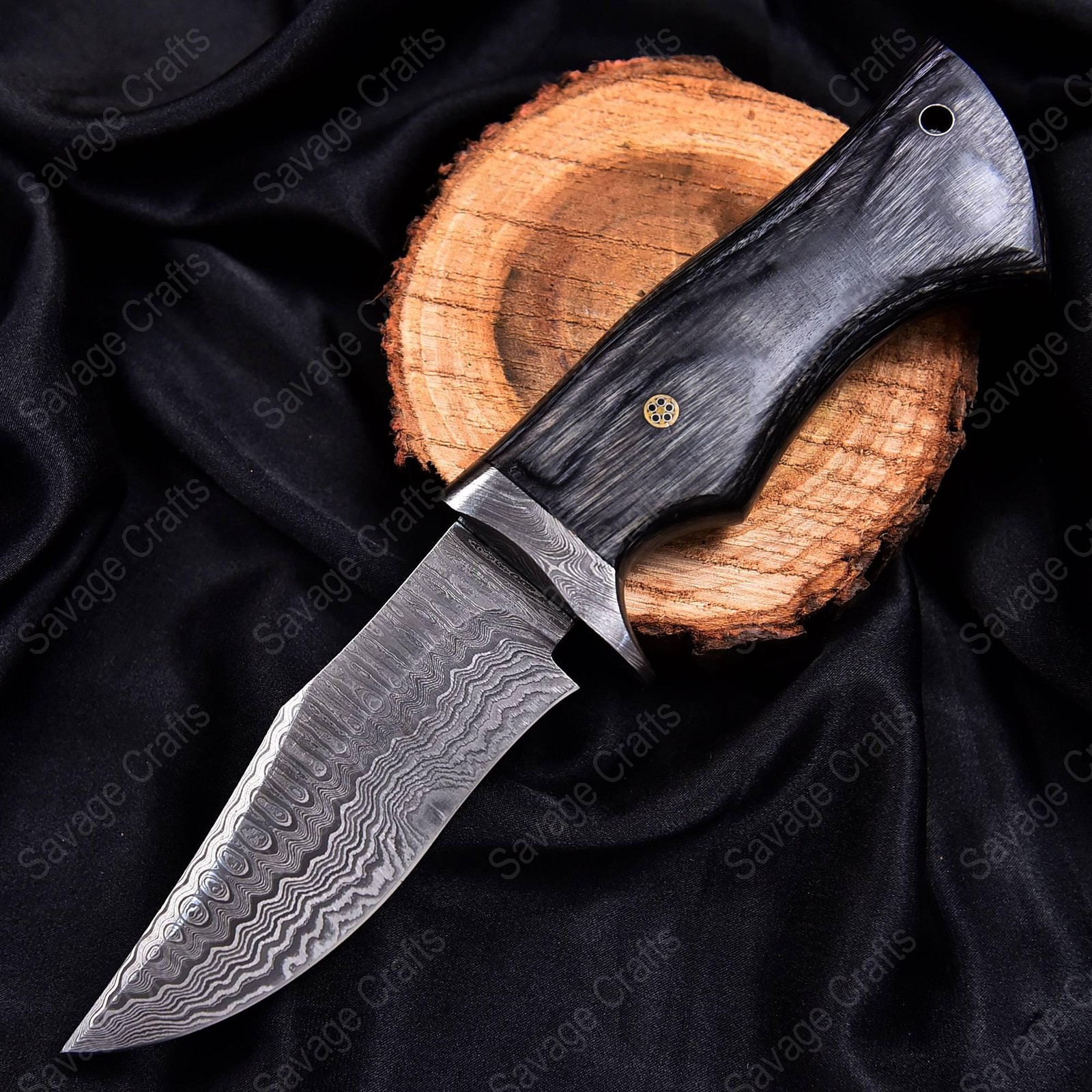 10″ Damascus Steel Bowie Knife – Wood Handle