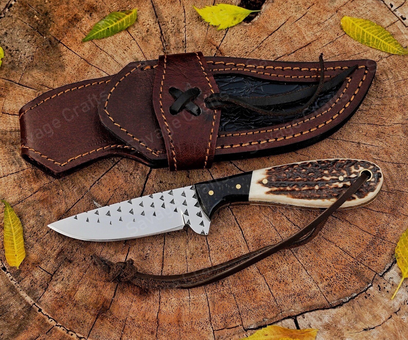 7.5″ High-Carbon Steel Cowboy Knife – Antler Handle