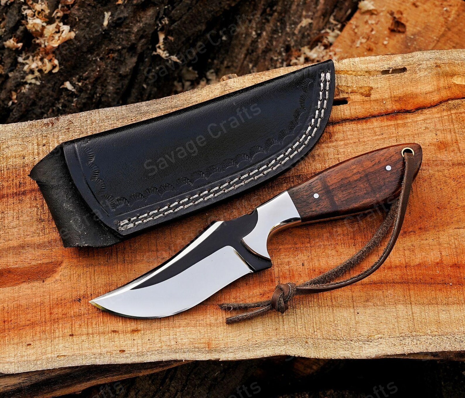 7″ High-Carbon Steel Cowboy Knife – Wood Handle