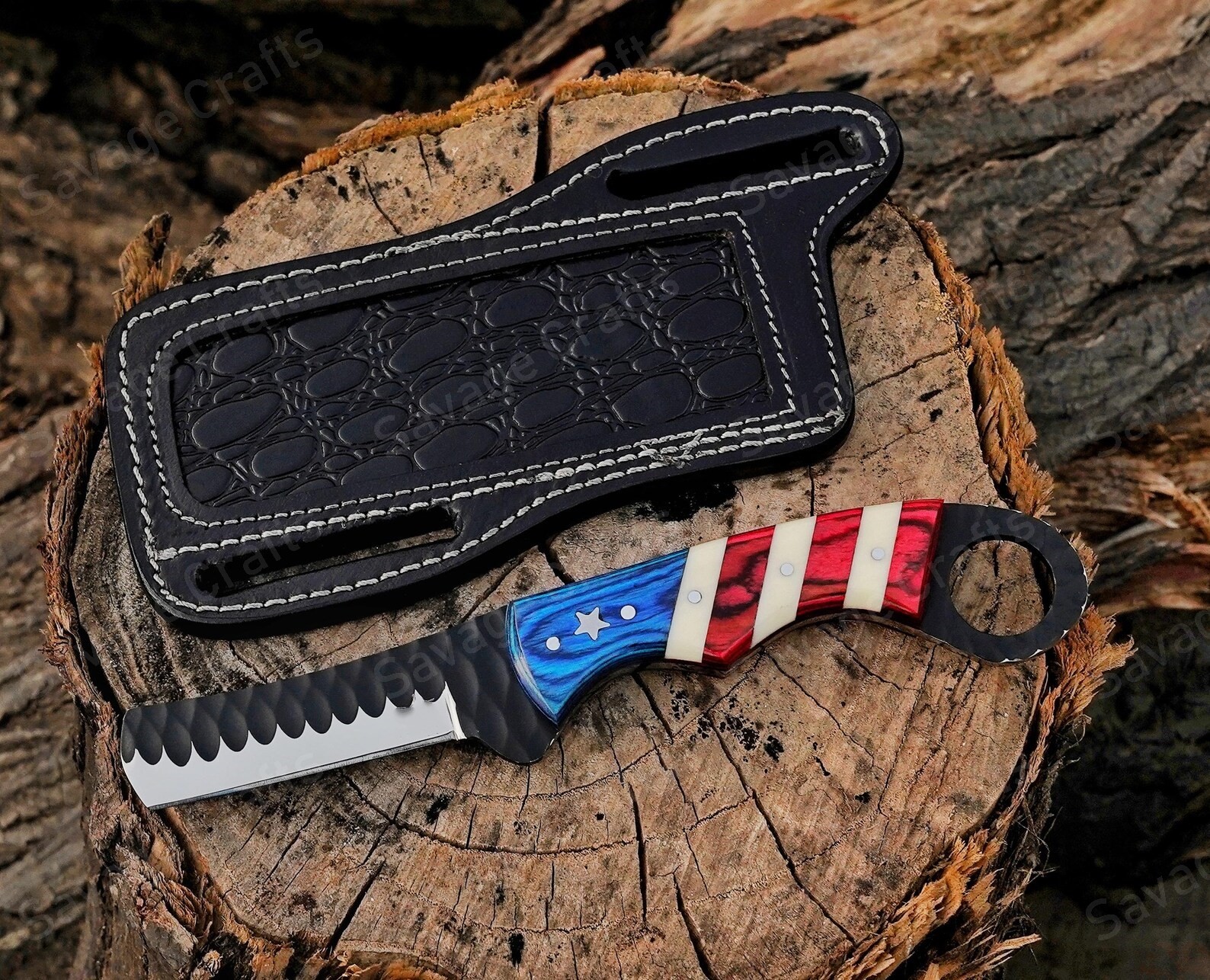 7″ High-Carbon Steel Bull Cutter Knife – Wood Handle