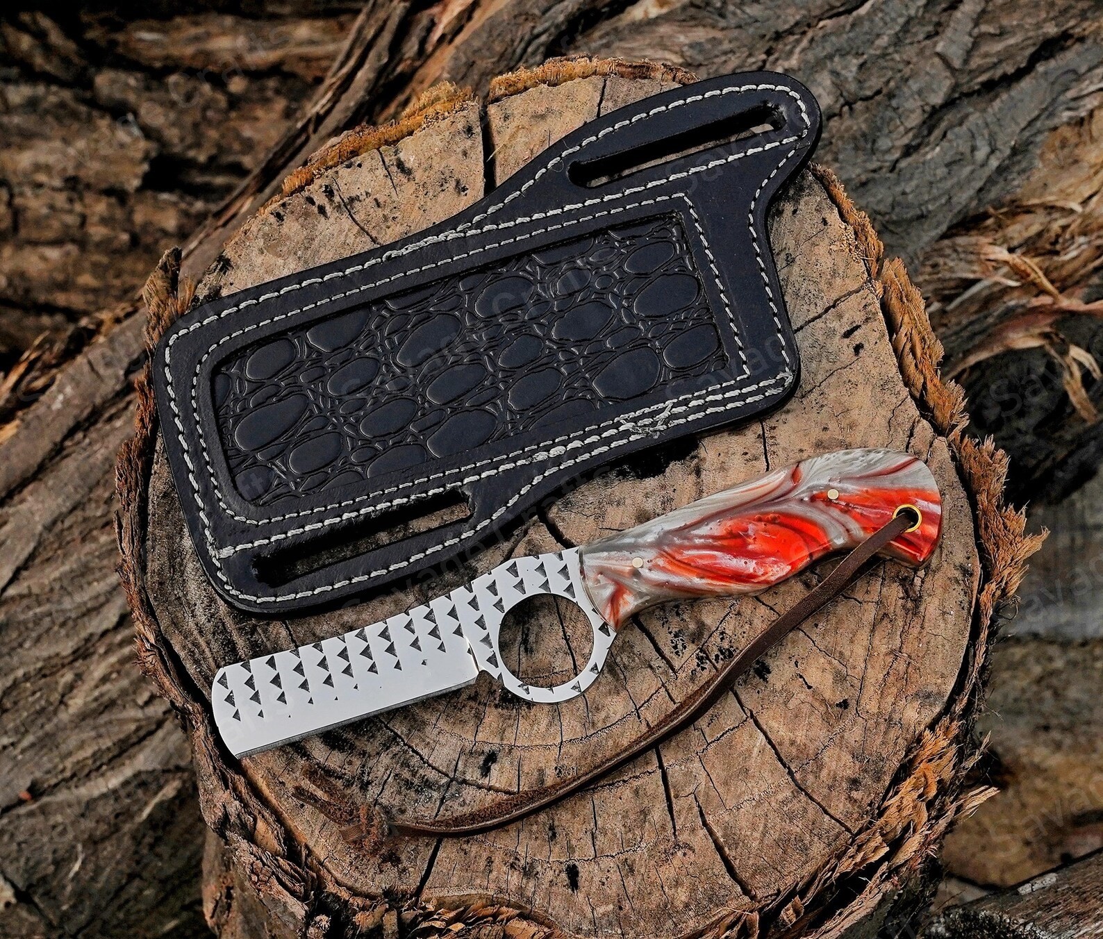 7″ High-Carbon Steel Bull Cutter Knife – Resin Handle