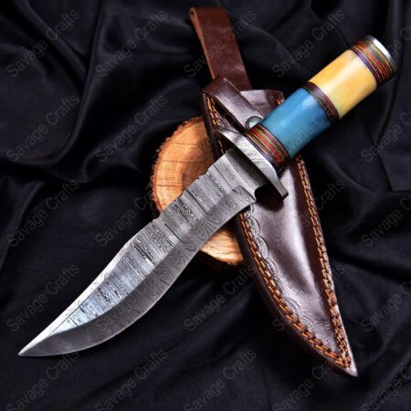 13″ Damascus Steel Bowie Knife – Bone Handle
