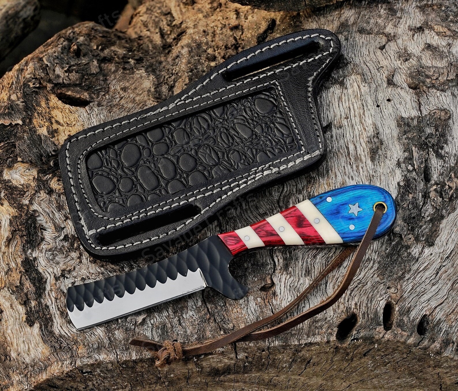 7.5″ High-Carbon Steel Bull Cutter Knife – Wood Handle