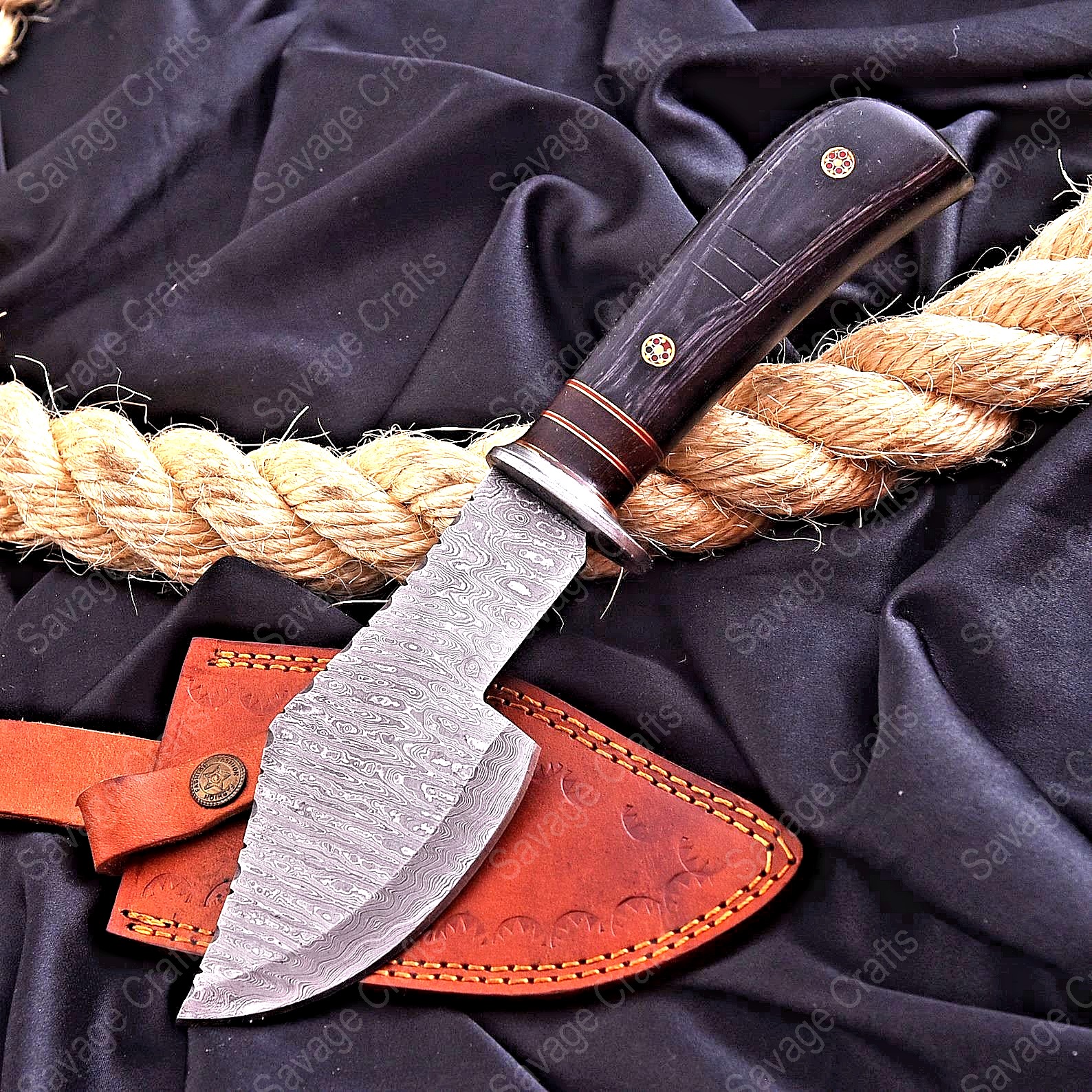 12″ Damascus Steel Mini Axe – Wood Handle