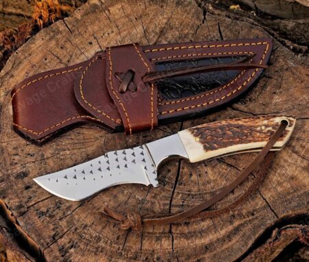 7.5″ High-Carbon Steel Cowboy Knife – Antler Handle