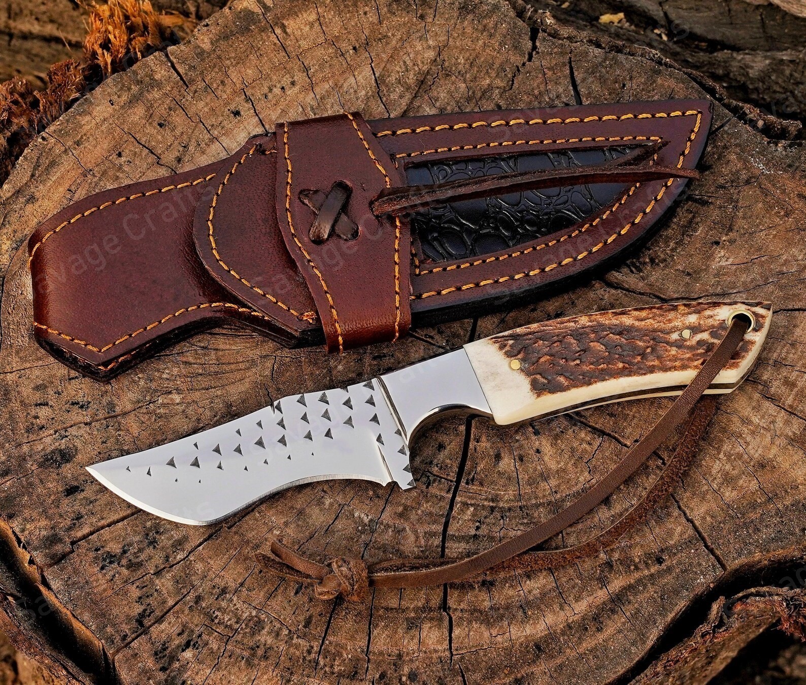 7.5″ High-Carbon Steel Cowboy Knife – Antler Handle