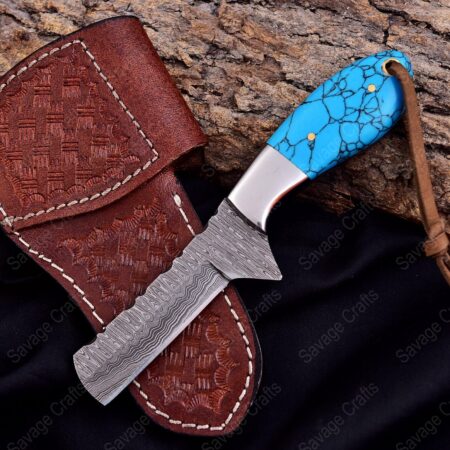 7″ Damascus Steel Bull Cutter Knife – Resin Handle