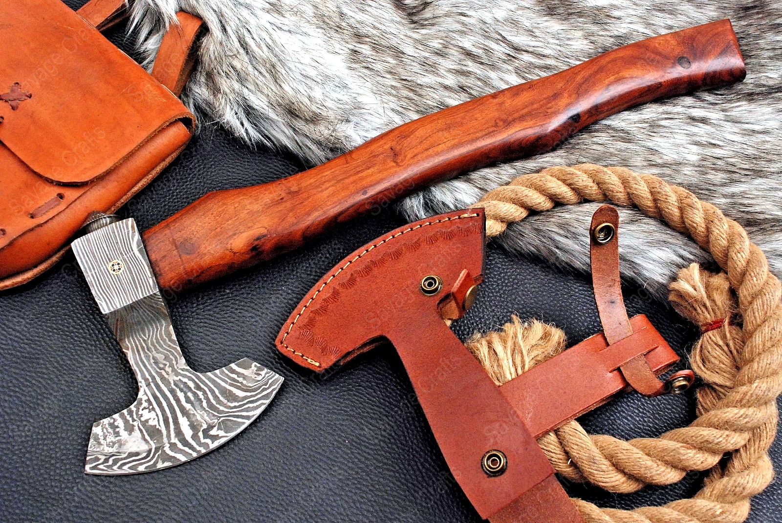 18″ Damascus Steel Axe – Wood Handle