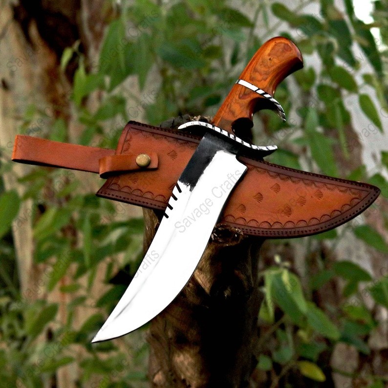 14″ Carbon Steel Bowie Knife – Wood Handle