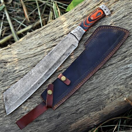 19″ Damascus Steel Rain Drop Machete – Wood Handle