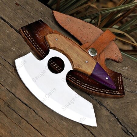 6″ Stainless Steel Alaskan-Style Ulu Knife – Wood & Resin