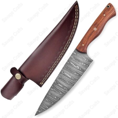 12" Damascus Steel Chef Knife - Wood handle