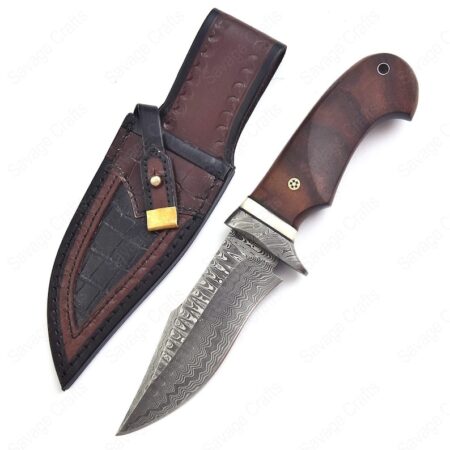 10″ Damascus Steel Bowie Knife – Wood Handle