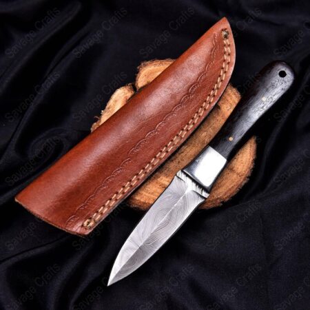8″ Damascus Steel Dagger - Wood Handle