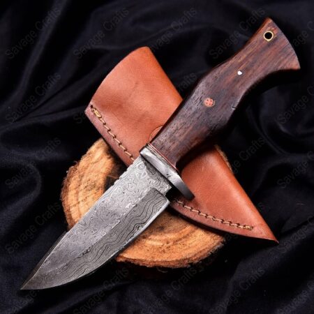 10″ Damascus Steel Bowie Knife – Wood Handle