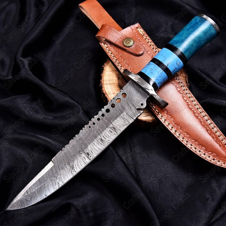 14″ Damascus Steel Bowie Knife – Bone Handle