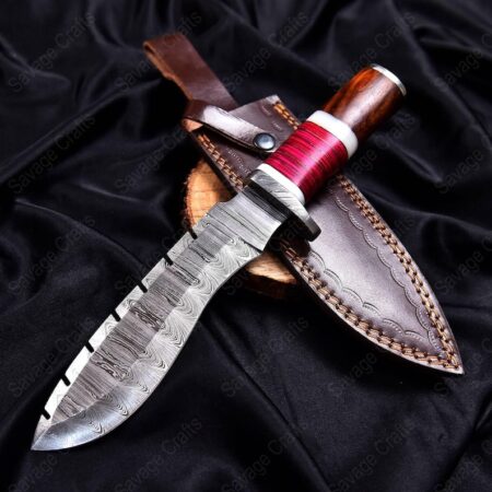 13″ Damascus Steel Bowie Knife – Wood Handle