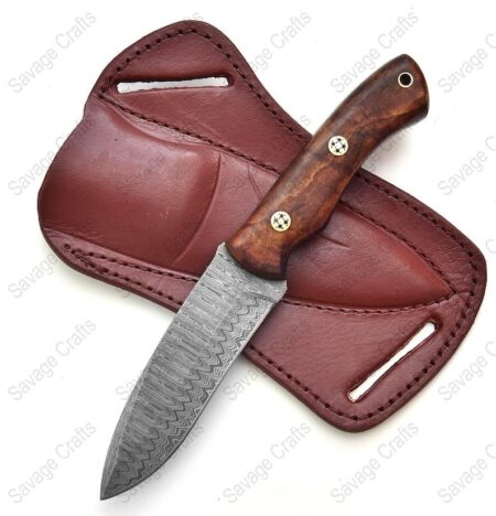 10″ Damascus Steel Hunting Knife – Wood Handle