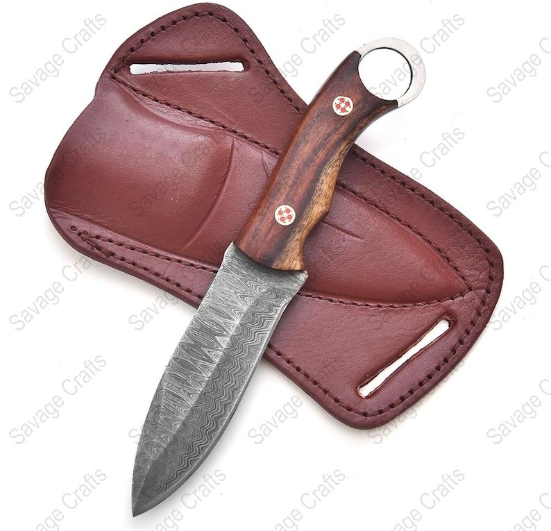 8″ Damascus Steel Hunting Knife – Wood Handle