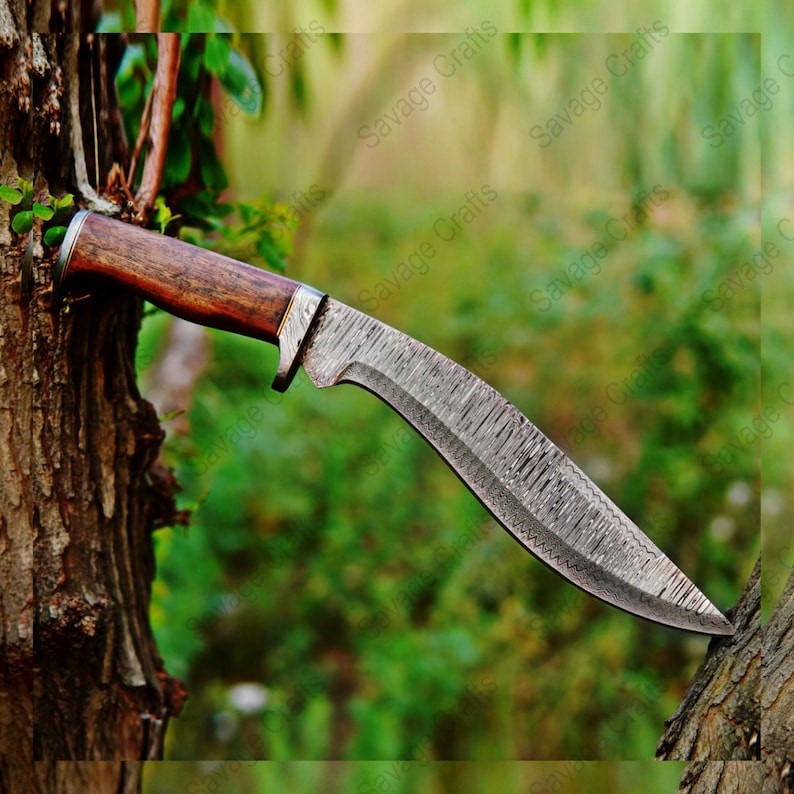 16″ Damascus Steel Kukri Knife – Wood Handle