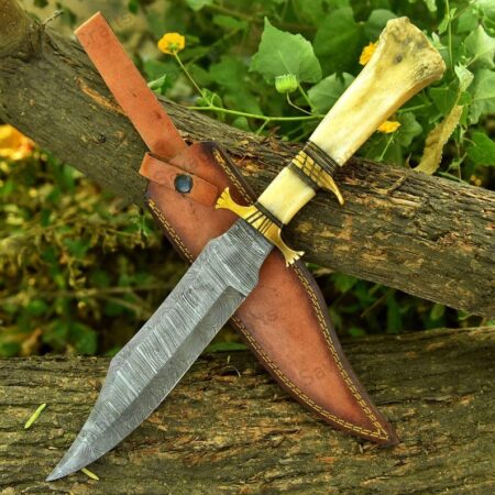 16″ Damascus Steel Bowie Knife – Bone Handle