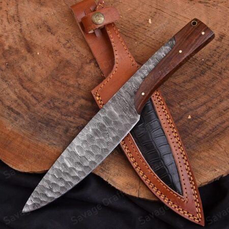 12″ Damascus Steel Camping Bowie Knife – Wood Handle