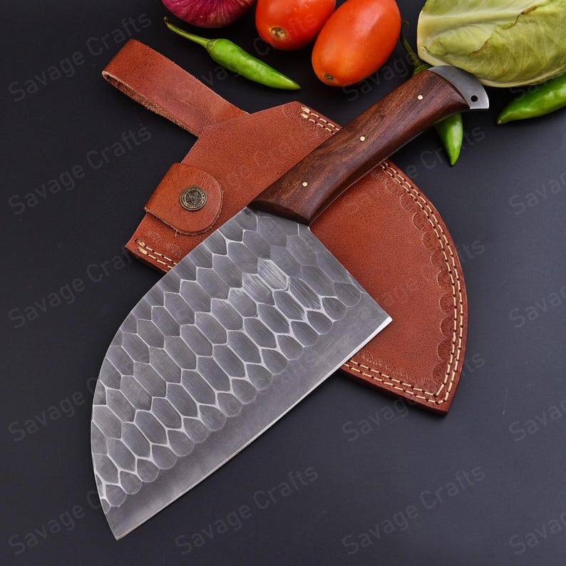 12″ 1095 Carbon Steel Heavy-Duty Cleaver – Wood handle