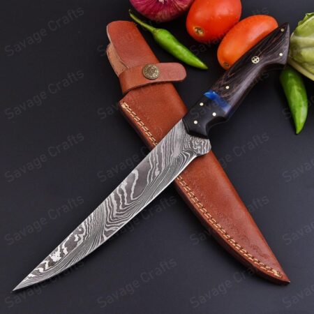 12″ Damascus Steel Fillet Knife – Wood handle