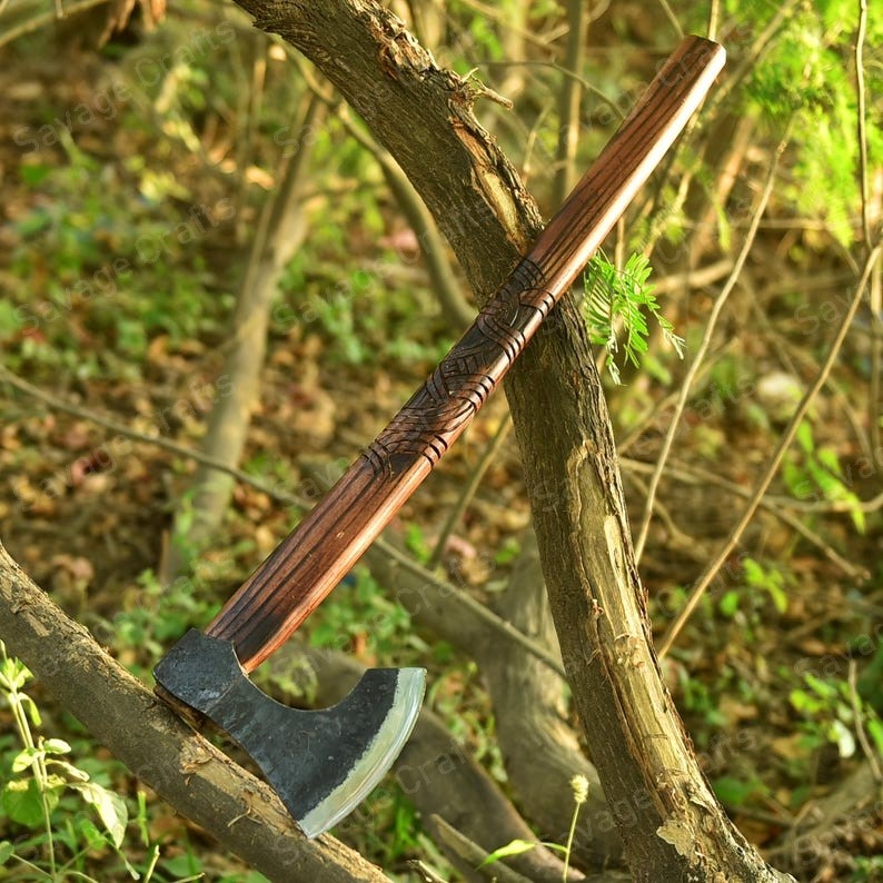 27.5″ Carbon Steel Felling Axe – Engraved Ashwood