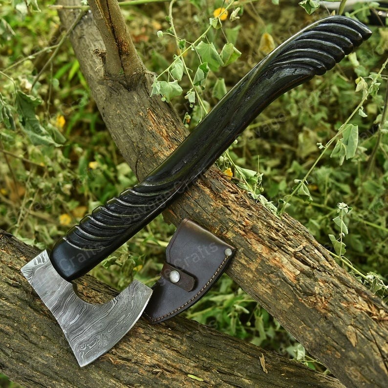 20″ Damascus Steel Axe – Wood Handle