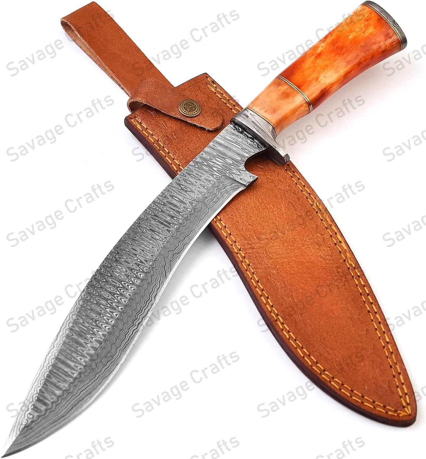 15″ Damascus Steel Kukri Knife – Bone Handle
