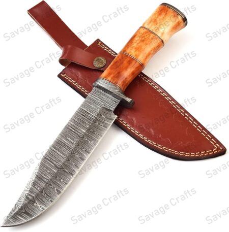 12″ Damascus Steel Bowie Knife – Bone Handle