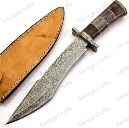 15″ Damascus Steel Bowie Knife – Bone Handle