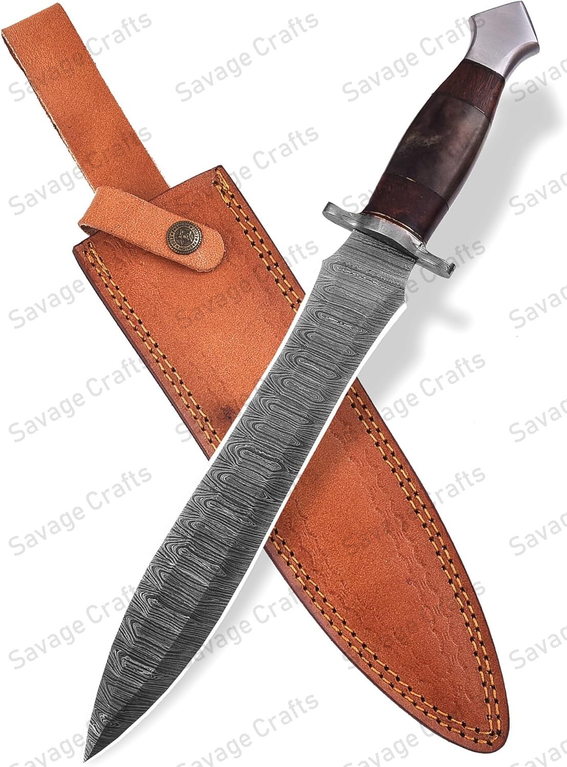16″ Damascus Steel Dagger – Wood & Bone Handle