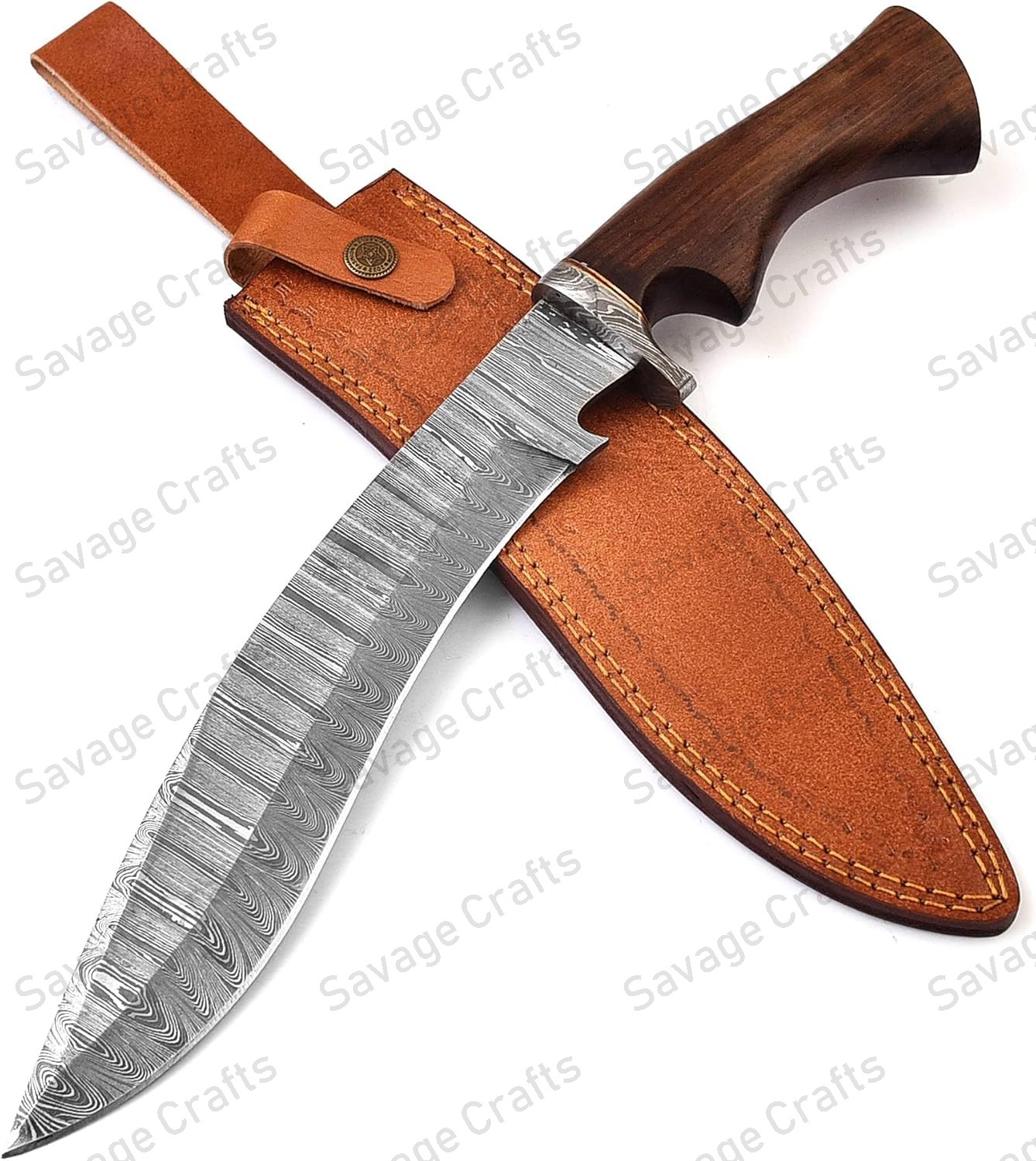 15″ Damascus Steel Kukri Knife – Wood Handle