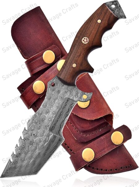 10.5″ Damascus Steel tracker Knife – Wood Handle