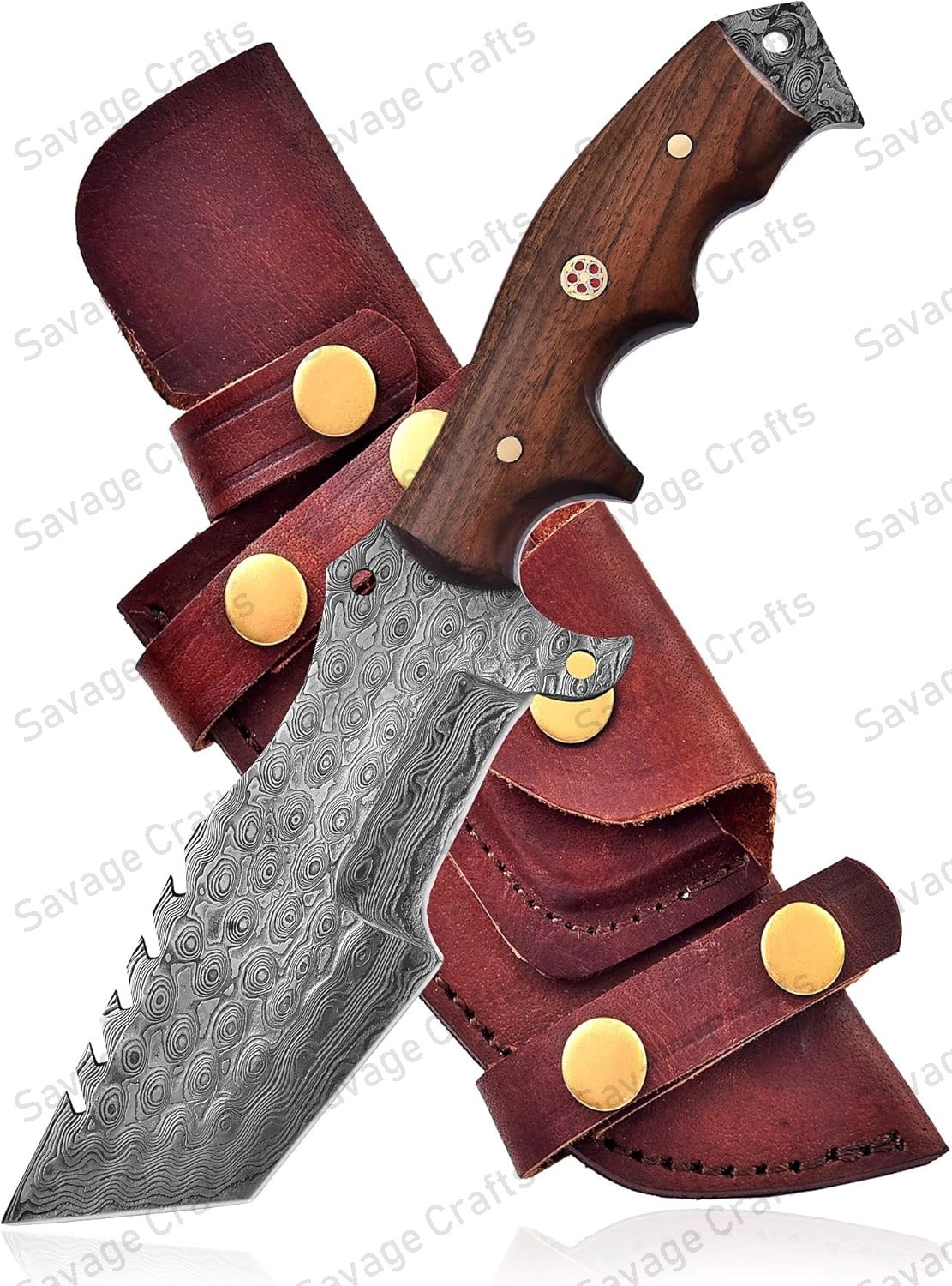 10.5″ Damascus Steel tracker Knife – Wood Handle
